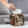 Coffee Collage Printed Tissue Box Cover | Square Leather Tissue Paper Holder for Home Hotel Car Office Decor view 4