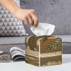 Antique Building with Roman Olive Branch and Greek Printed Tissue Box Cover | Square Leather Tissue Paper Holder for Home Hotel Car Office Decor view 4
