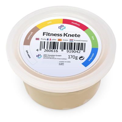 ATC Handels GmbH Fitness clay in 6 different resistance degrees for hand training, anti-stress, hand muscles, fine motor skills, mouldable, versatile and strengthening (170 g, beige, extra soft)