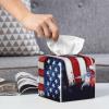 4th of July Patriotic Us Flag Printed Tissue Box Cover | Square Leather Tissue Paper Holder for Home Hotel Car Office Decor view 4