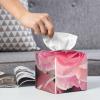 Beautiful Rose Printed Tissue Box Cover | Square Leather Tissue Paper Holder for Home Hotel Car Office Decor view 4