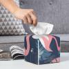 Flamingo and Leaves Printed Tissue Box Cover | Square Leather Tissue Paper Holder for Home Hotel Car Office Decor view 4