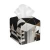 Fashion Modern Black White Gold Triangles Printed Tissue Box Cover | Square Leather Tissue Paper Holder for Home Hotel Car Office Decor view 1
