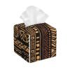 African Mud Cloth Tribal 1 Printed Tissue Box Cover | Square Leather Tissue Paper Holder for Home Hotel Car Office Decor view 1