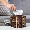 African Mud Cloth Tribal 1 Printed Tissue Box Cover | Square Leather Tissue Paper Holder for Home Hotel Car Office Decor view 4
