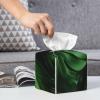 Banana Leaf Green Printed Tissue Box Cover | Square Leather Tissue Paper Holder for Home Hotel Car Office Decor view 4