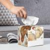 Cartoon Chickens Printed Tissue Box Cover | Square Leather Tissue Paper Holder for Home Hotel Car Office Decor view 4
