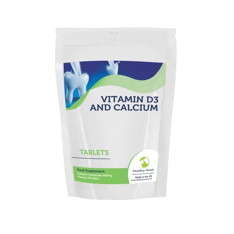 Calcium 500mg & Vitamin D 200IU Tablets Bone Health & Strength Support Enhanced Absorption Formula Essential Nutrients for Adults