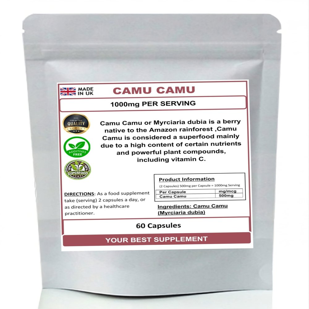 Camu Camu Capsules 1000mg Per Serving- Pure Superfood Rich in Vitamin C (Pure no additives) (60)