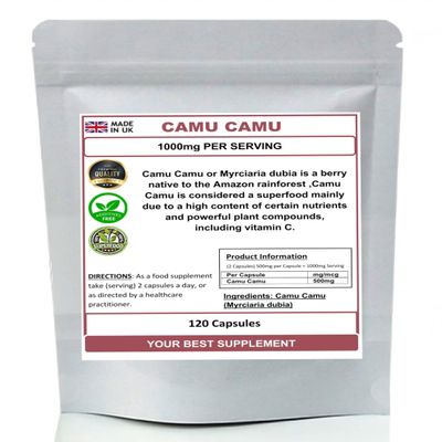 Camu Camu Capsules 1000mg Per Serving- Pure Superfood Rich in Vitamin C (Pure no additives) (120)