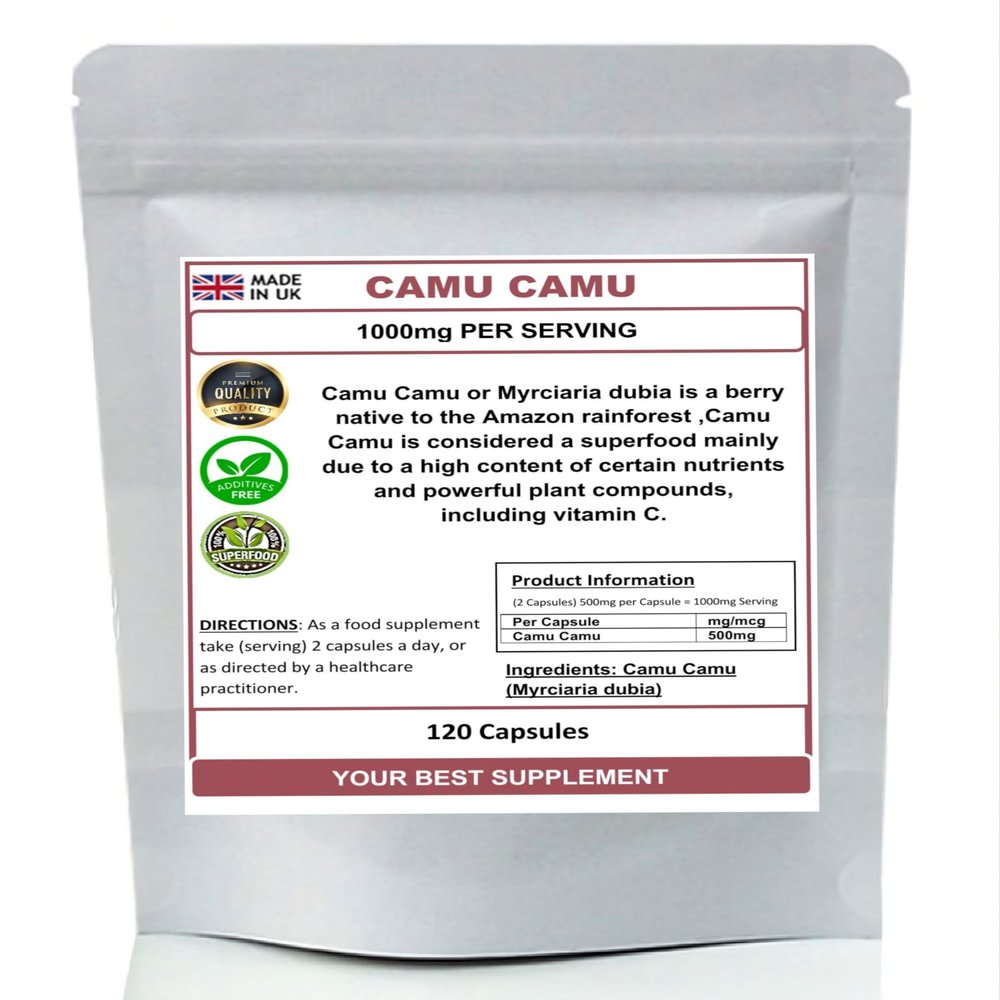 Camu Camu Capsules 1000mg Per Serving- Pure Superfood Rich in Vitamin C (Pure no additives) (120)