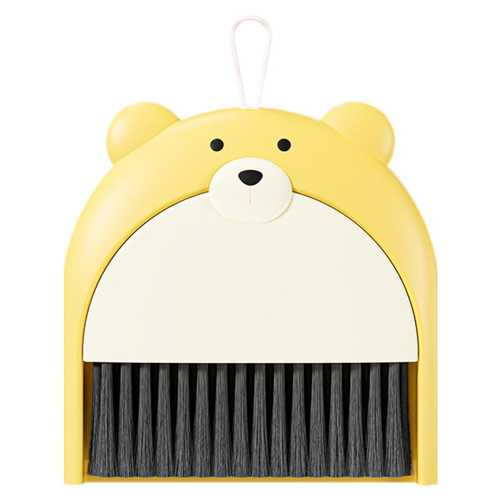 Monozoz Broom and Dustpan - Compact Dust Pan and Hand Broom - Desktop Broom Dustpan Set Cartoon Bear Pattern Keyboards Cleaning Broom Dustpan Set