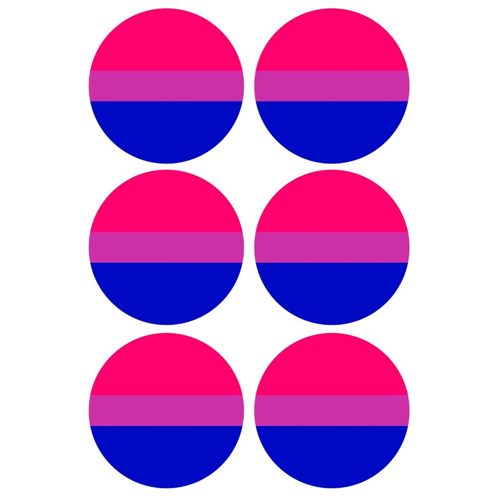6 x Bisexual Pride Flag Edible Wafer or Icing Cupcake Topper Fun Pride Party Cake Decorations Perfect For Brownies Cookies Muffins & More! (Edible Wafer Card)