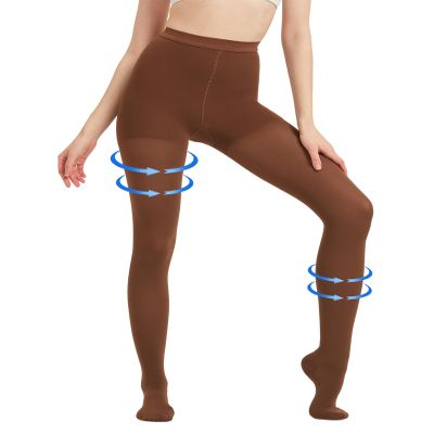 AMZAM Medical Compression Pantyhose for Women & Men, Closed Toe 15-20 mmHg Graduated Compression Stockings Waist High Support Leggings, Support Hose for Varicose Veins, Edema, Post Surgery, Brown XXL