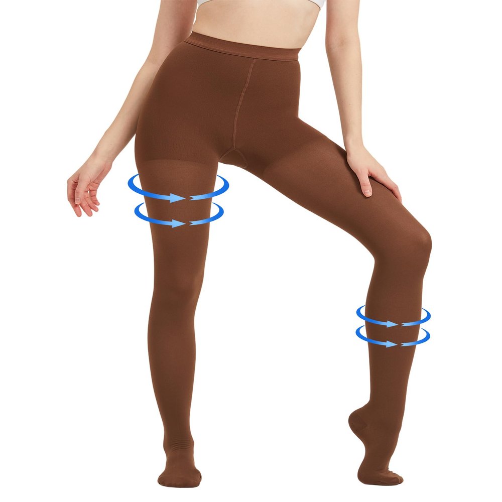 AMZAM Medical Compression Pantyhose for Women & Men, Closed Toe 15-20 mmHg Graduated Compression Stockings Waist High Support Leggings, Support Hose for Varicose Veins, Edema, Post Surgery, Brown XXL