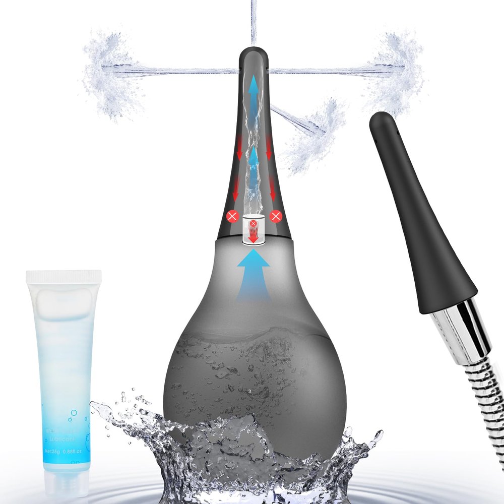 UNVOMI Douche Enema Anti Backflow, Reusable Silicone Enema Shower Cleaner for Men Women Colon Cleaning, Shower with 5 Spouts Connected to Shower Hole, Cleans