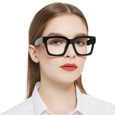 OCCI CHIARI Womens Thick Frame Reading Glasses 4.0 Wide Legs Glasses for Women Stylish Square Readers Glasses(Black 400)