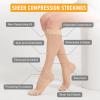 2 Pairs Sheer Compression Socks for Women - 15-20 mmHg Knee High Sheer Compression Stockings for Support Circulation Swelling Edema Work Office Travel, Beige, Medium view 4