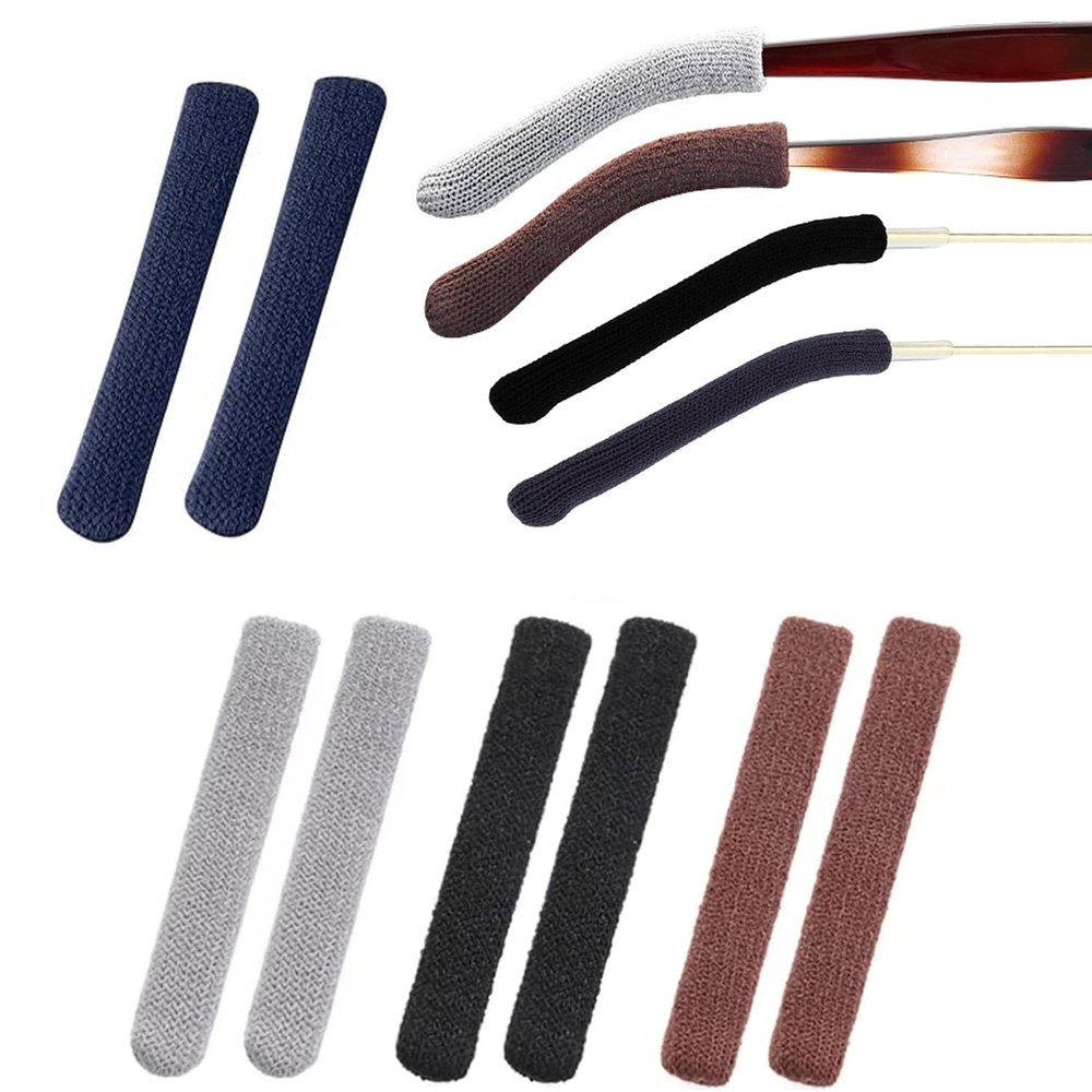 4 Pair Eyeglass Ear Cushions Soft Knitted Anti-Slip Elastic Temple Tips Pads Glasses Grip Comfort Covers Glasses Arm Sleeve for Any Glasses Sunglasses Eyeglasses (4 Pairs)