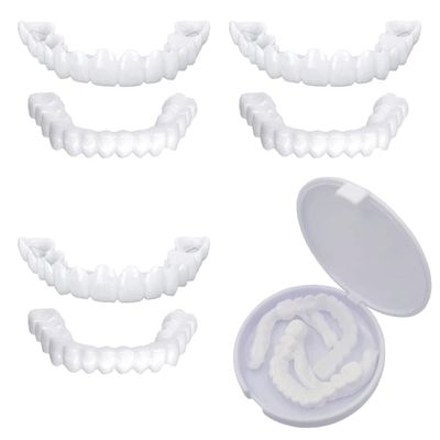 Wttfc Clip in Veneers Teeth,3 Pairs Prosthesis Teeth Fake,Instant Veneers Dentures,Teeth for Upper And Lower Veneers Teeth, Confidence Smile Dentures Veneers Comfortable False Teeth