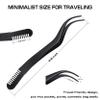 2 in 1 Lash Tweezer with Comb, Eyelash Extension Tweezers, Precise Eyebrow Tool, Stainless Steel, Black view 2