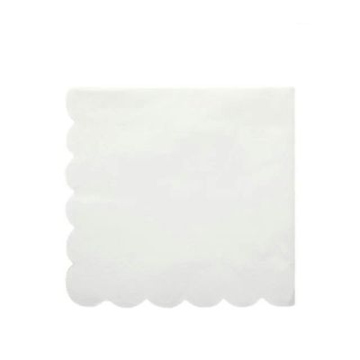 100-500 Pieces Cocktail Napkins Scalloped Party Napkins 2-Ply Paper Napkins Drink Napkin Wedding Birthday Dinner-100PCS White-China