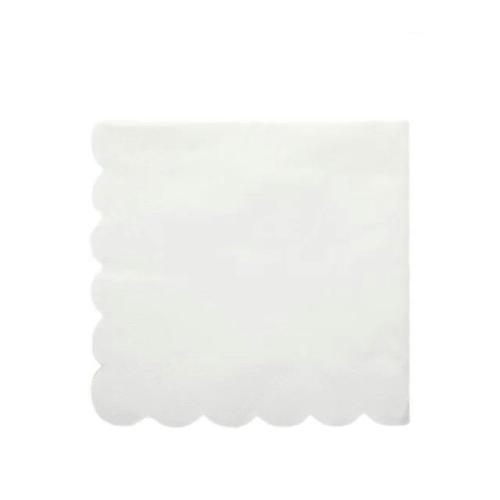 100-500 Pieces Cocktail Napkins Scalloped Party Napkins 2-Ply Paper Napkins Drink Napkin Wedding Birthday Dinner-100PCS White-China