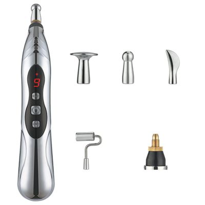 Electronic Acupuncture Pen 9 Gears USB Rechargeable Acupuncture Pen for Pain Relief Vibrating Pen with 5 Massage Heads for Pain Gone Relief Pain Relief Pen111