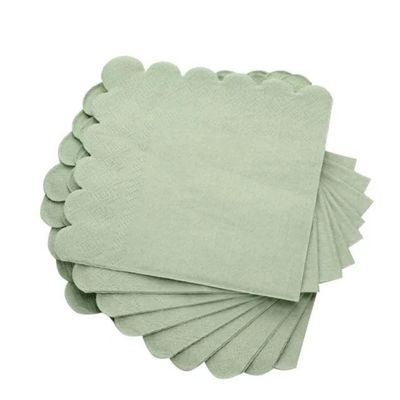 100-500 Pieces Cocktail Napkins Scalloped Party Napkins 2-Ply Paper Napkins Drink Napkin Wedding Birthday Dinner-200PCS Sage-China