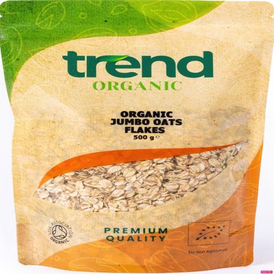 Trend Organic Jumbo Oat Flakes, 500g - Wholesome Fibre Boost for Culinary Excellence  Rich in Essential Vitamins and Minerals, Certified by UK Soil Association, GMO-Free, No Additives