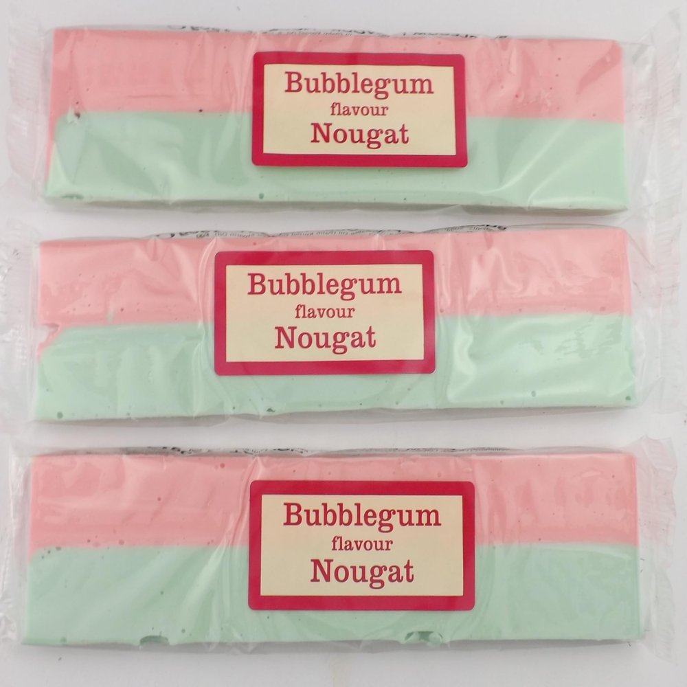 3 x Bars nougat,fudge,peanut brittle or coconut ice bars (BUBBLEGUM)
