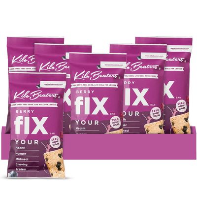 KILOBEATERS Berry Fix Bar, Sugar Free Protein Bar, No Added Sugar, No Preservatives, No Artificial Flavors, Date Sweetened Energy Bars, (Pack of 6) x 60 g Each