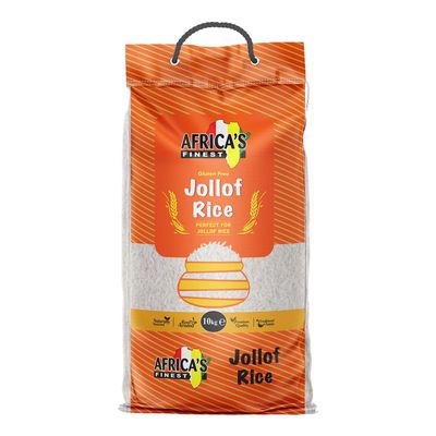 Africas Finest Jollof Rice 10kg, Pack of 1, Premium White Parboiled Basmati Rice for Jollof, Fluffy Texture, Perfect for Everyday Meals, Family Cooking & Large Portions