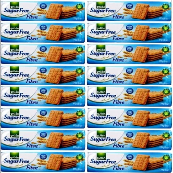Gullon Sugar Free Fibres Biscuits 170g each, Perfect for gifting to friends & Family,Available for Hampers on all occasion by zamfoods (Pack of 16 (170g))