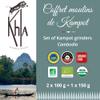 Khla - Set of Kampot Peppers Grinders & Salt - Organic Black Pepper, Red Pepper & Fleur de Sel - Rare & Grands Crus - Kampot Peppercorns Gift Box - Refillable Mills - Cambodia Origin view 2