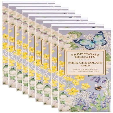 Farmhouse English Biscuits Delicious Flavours of Milk Chocolate Chip Strawberry Clotted Cream 150g, Perfect loving Gift on Mothers, Fathers day (Pack of 8 (150g), Chocolate Chip)