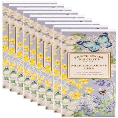 Farmhouse English Biscuits Delicious Flavours of Milk Chocolate Chip Strawberry Clotted Cream 150g, Perfect loving Gift on Mothers, Fathers day (Pack of 8 (150g), Chocolate Chip)