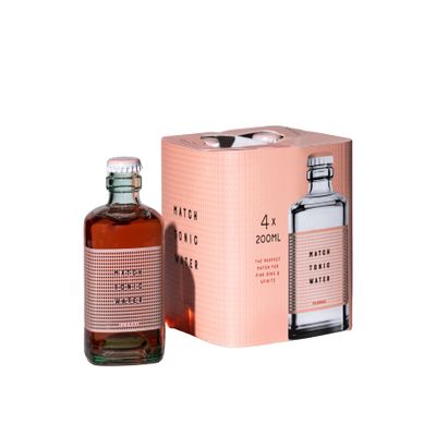 MATCH TONIC WATER Floral, Optimum Match to support Pink Gins and Spritz, Notes of Acai and Jasmine flower, Low Sugar Content, 100% Recycled Material, 4 x 200 ml Bottles