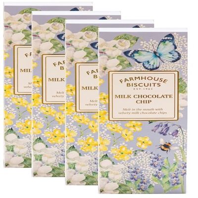Farmhouse English Biscuits Delicious Flavours of Milk Chocolate Chip Strawberry Clotted Cream 150g, Perfect loving Gift on Mothers, Fathers day (Pack of 4 (150g), Chocolate Chip)