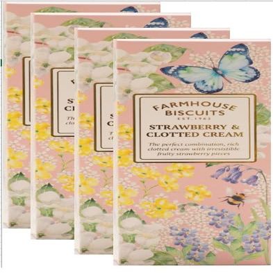 Farmhouse English Biscuits Delicious Flavours of Milk Chocolate Chip Strawberry Clotted Cream 150g, Perfect loving Gift on Mothers, Fathers day (Pack of 4 (150g), Strawberry Clotted Cream)