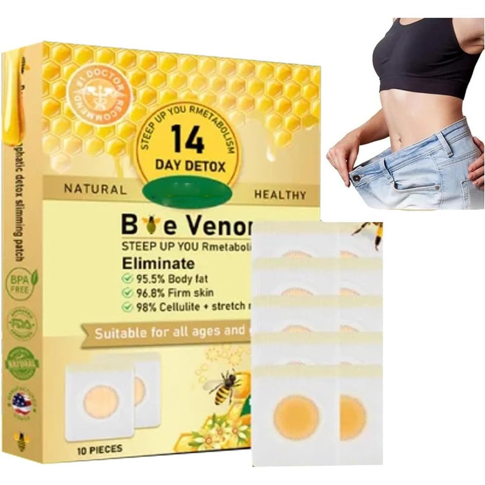 Afgafg Bee Venom Lymphatic Drainage Slimming Patch, Bee Venom Slimming Patch, Bee Venom Slimming Patches (1box)
