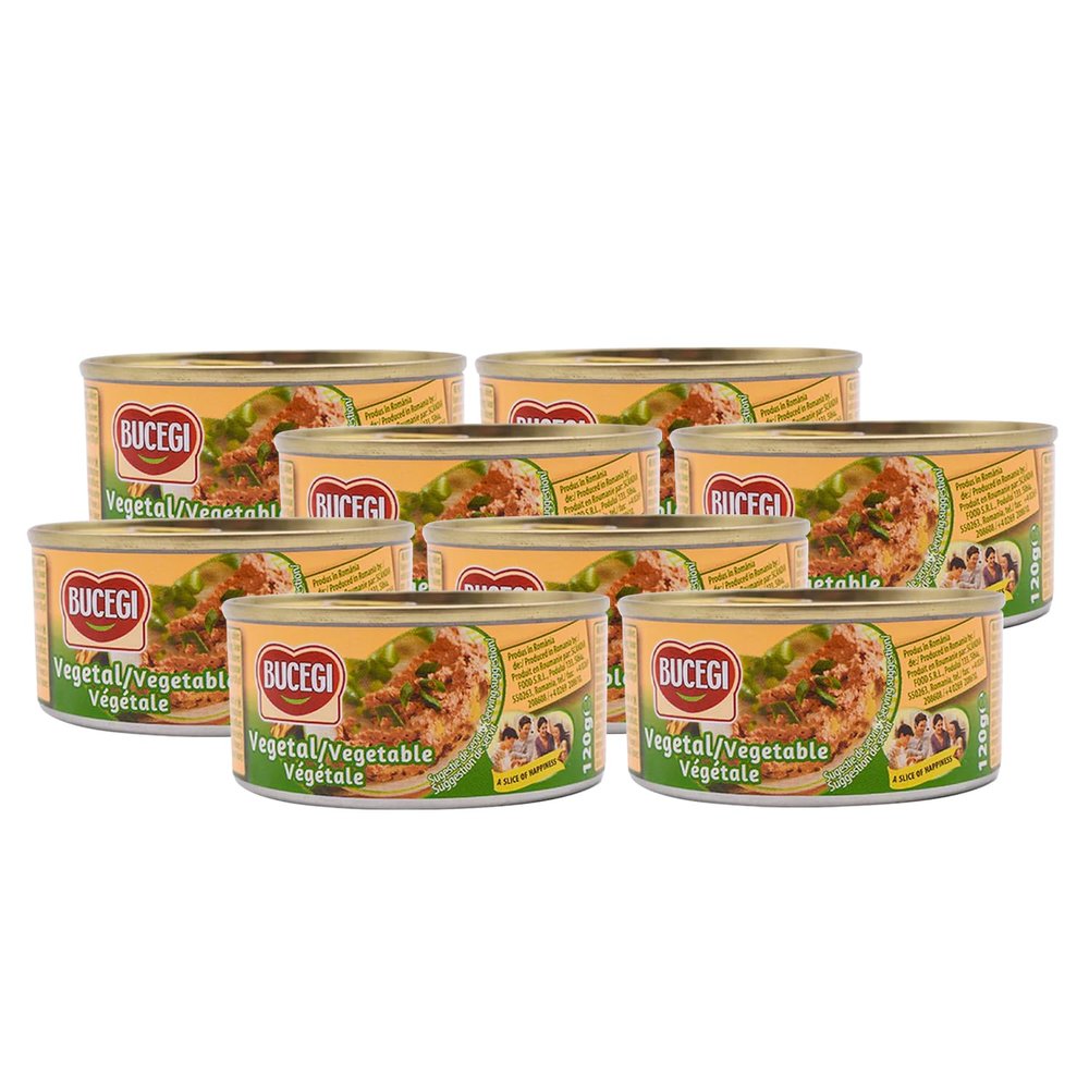 Chicken Liver Pate, by BUCEGI, Tinned Food Packaging (8 Pack, Vegeterian Pate 120g)