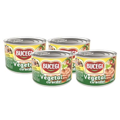 Chicken Liver Pate, by BUCEGI, Tinned Food Packaging (4 Pack, Pate Vegetal Cu Ardei 200g)