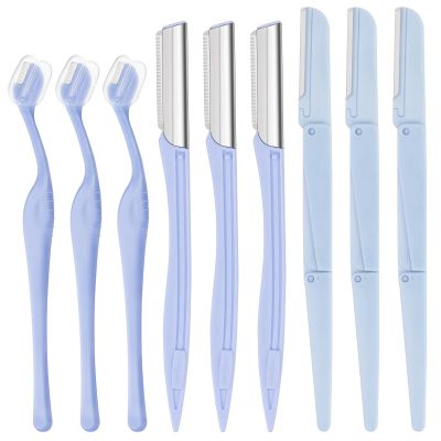 Face Razor Eyebrow Razors Face Shavers with Cover for Women 9PCS Dermaplaning Blades kit for Face Eyebrow Shaper Tool Hair Trimmer Facial Razors for Women