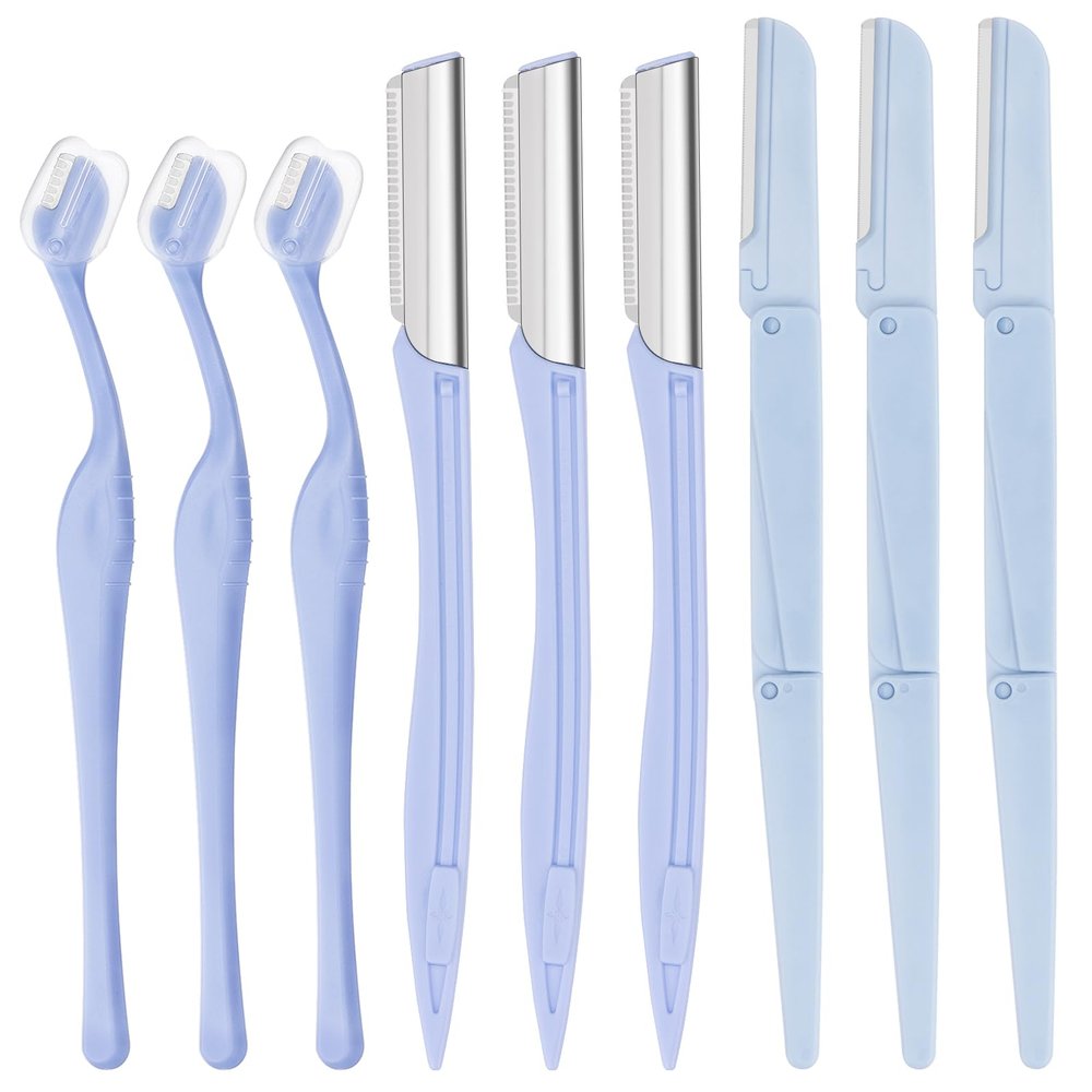 Face Razor Eyebrow Razors Face Shavers with Cover for Women 9PCS Dermaplaning Blades kit for Face Eyebrow Shaper Tool Hair Trimmer Facial Razors for Women
