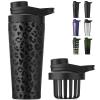 Greatyos Stainless Steel Shaker Bottle with Noise-Free Design - Patented 24 oz Insulated Metal Shakers Bottles Cup for Protein Mixes and Pre Workout 100% Leak Proof (Black Leopard) view 1