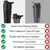 Greatyos Stainless Steel Shaker Bottle with Noise-Free Design - Patented 24 oz Insulated Metal Shakers Bottles Cup for Protein Mixes and Pre Workout 100% Leak Proof (Black Leopard) view 3
