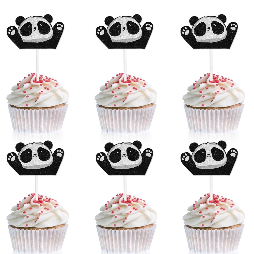 Cute Animal Panda Themed Kids Happy Birthday Cupcake Toppers Set of 18 - Here are the panda themed party, birthday party, baby shower party decorations that both boys and girls will love-LIANGSS