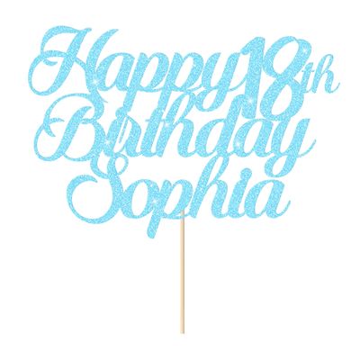 Cake decoration,Happy Birthday Cake Topper Persoanlised Cake Topper Cutomised with Any Age & Name Birthday Cake Decor 11 Colors Double Sided Glitter (Color : Blue)