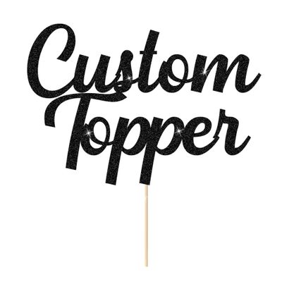 Cake decoration,Personalised Cake Toppers Happy Birthday Wedding Anniversary Cake Topper Cake Decorations with Any Text Double Sided Glitter Cake (Color : Black)